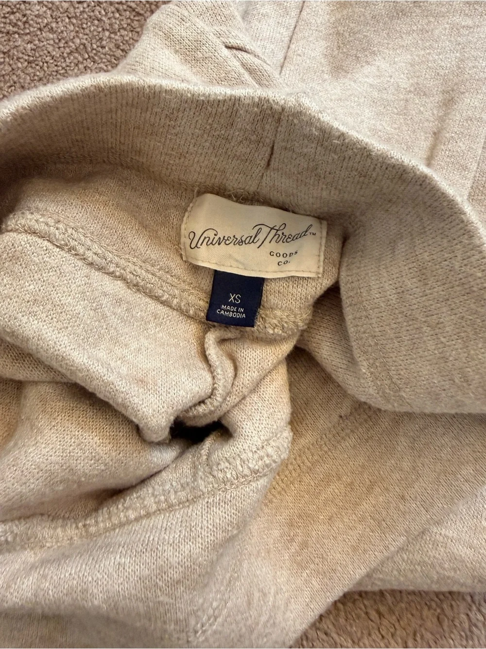 Universal Thread Beige Half-Zip Hooded Sweatshirt